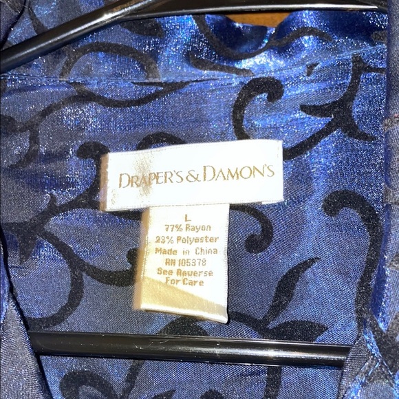 Blue Button Down Shirt with Cuffed Sleeves and Notched Collar - Picture 2 of 6